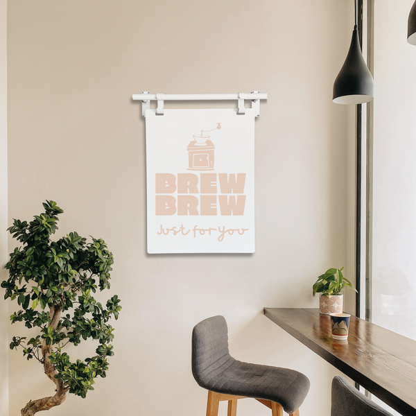 white modern hanging frame coffee shop artwork sign