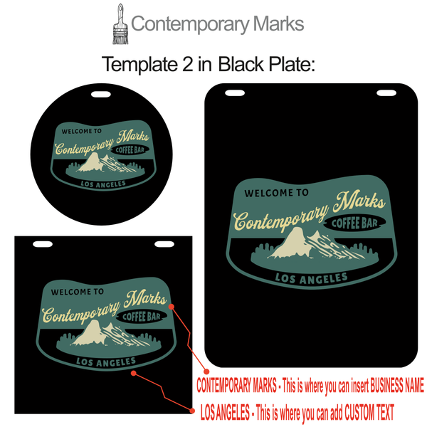 Contemporary Marks pre-set templates catering for cafe in black metal board