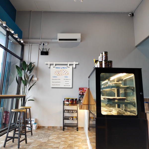 Contemporary Marks Bakery Menu Sign in white