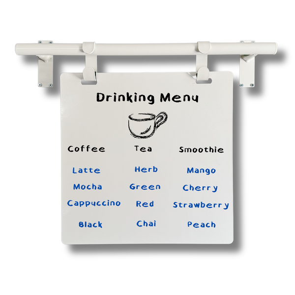 Contemporary Marks Drinking Menu Board in white frame with white board