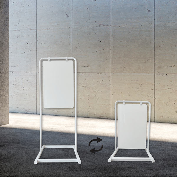 White swing sign in both tall and short configuration