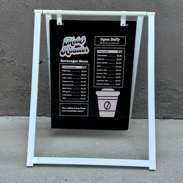 Minimalist Outdoor Display Metal 24x30 Magnetic Surface Chalkboard menu sign in Black with White Board