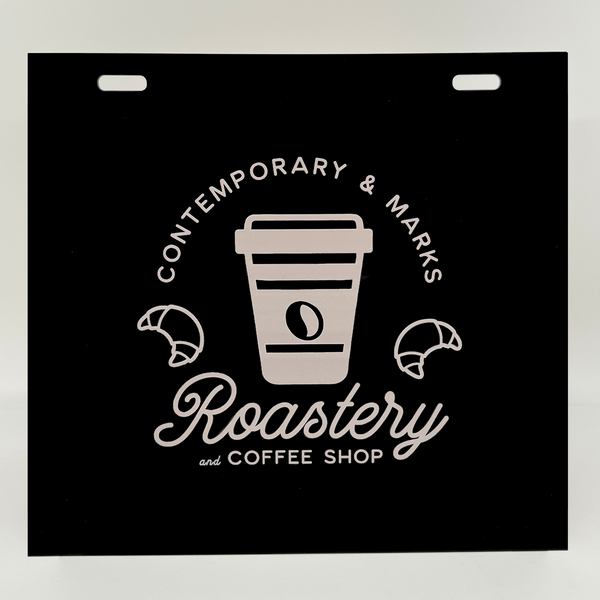 Personalized Roaster coffee shop acrylic sign in 15x15 black