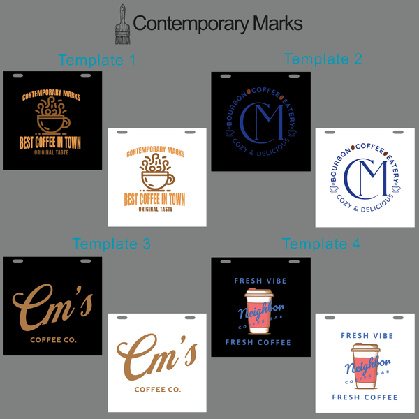 Contemporary Marks pre-set templates for custom hanging blade sign for Coffee Shop