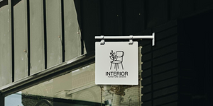 Contemporary Marks custom hanging projection sign for interior furniture design