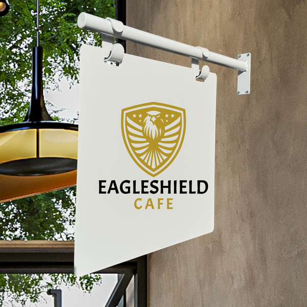 Contemporary Marks Hanging Sign - Eagleshield Cafe