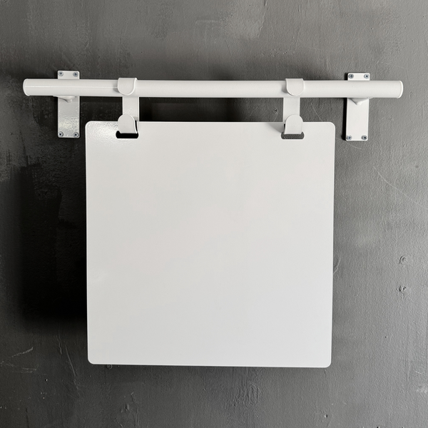 Contemporary Marks Wall Hanging Sign in White frame with white board