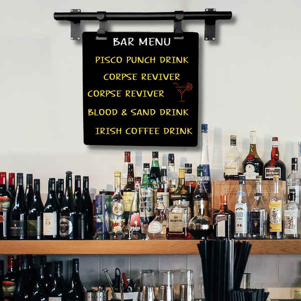Contemporary Marks Bar Menu Sign in Black frame with black board