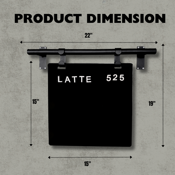 Contemporary Marks Wall Menu Board Product Dimension in black frame with black board