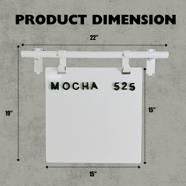 Contemporary Marks Wall Menu Board Product Dimensions in White frame with white board