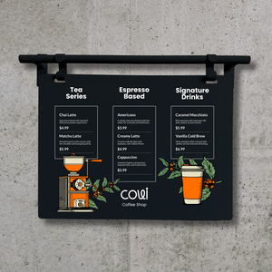 Contemporary Marks Landscape Hanging Menu Coffee Shop - Black on Black