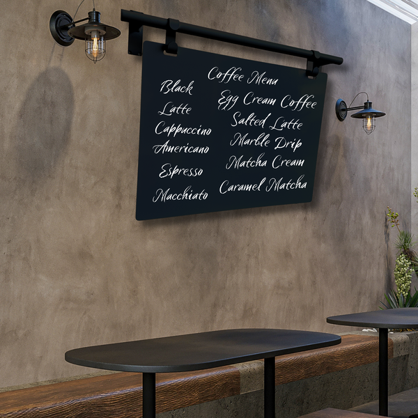 Contemporary Marks Landscape Chalkboard Sign Coffee Menu Board in Black Frame with Black Board