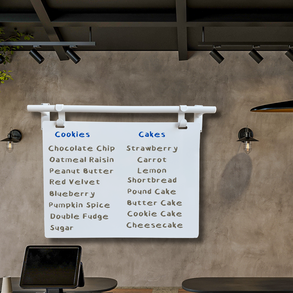 Contemporary Marks Landscape Minimalist Style Cafe Tea Menu Sign - White Frame with White Board