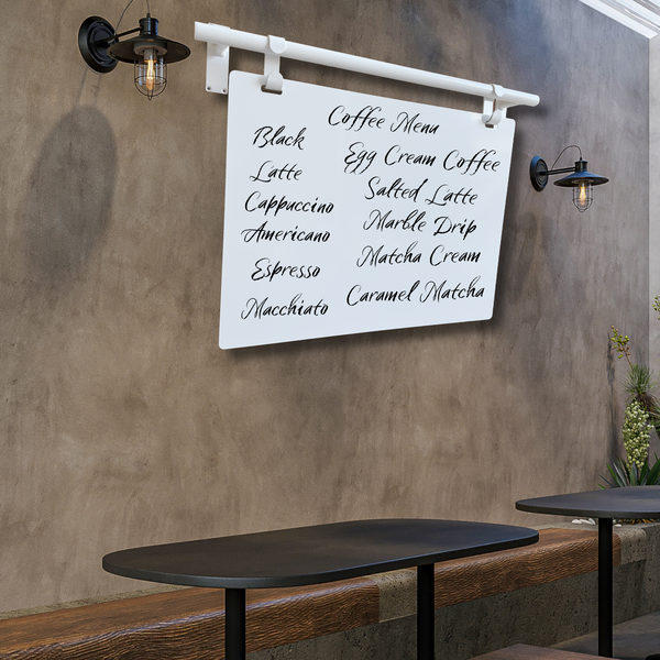 Contemporary Marks Landscape Minimalist Style Coffee Shop Sign - White Frame with White Board