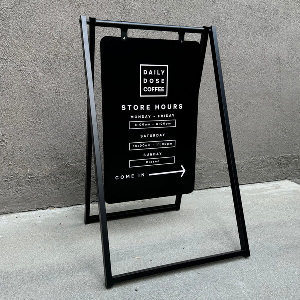 Modern Large Metal Board 24x38 A Frame with Doubled Sided Chalkboard Sign Black Frame with Black Board