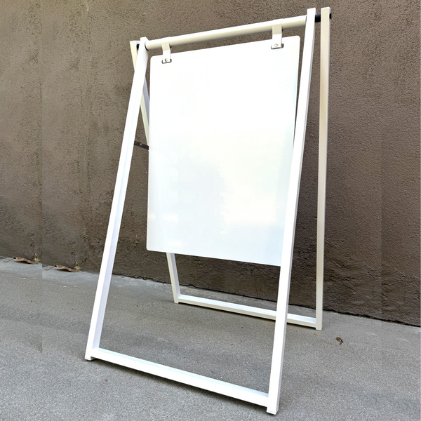 Metal Sidewalk Business Sign in white frame with 18"x24" white board