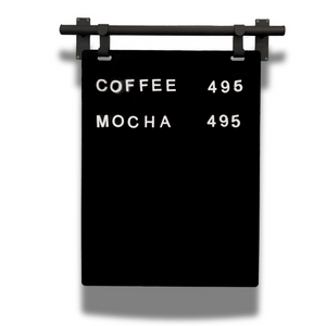 Contemporary Marks Minimalist Style Menu Board Sign - Black Frame with Black Board