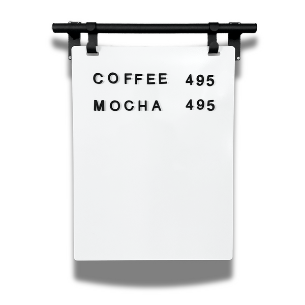 Hanging Menu Sign with Magnetic Surface - Black Frame with White Board