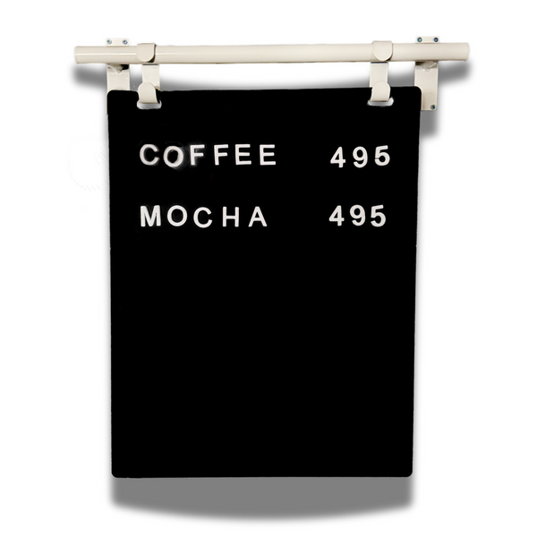 Contemporary Marks Minimalist Style Wall Menu Board - White Frame with Black Board
