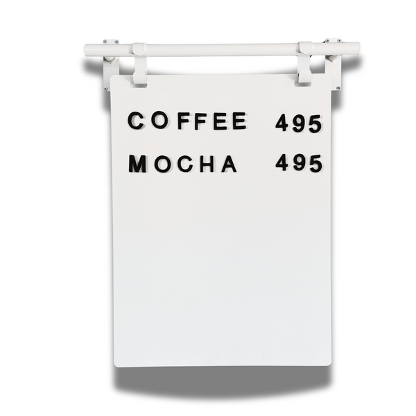Contemporary Marks Cafe Shop Sign with Chalkboard Surface in White Frame with White Board