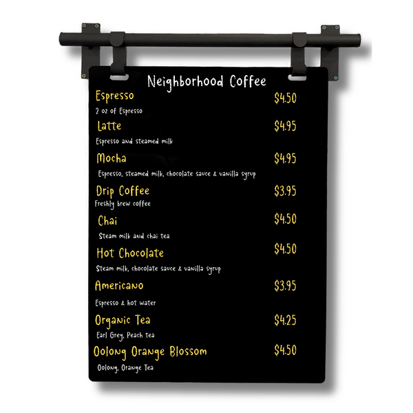 Minimalist Style Wall Hanging Menu Chalkboard Black Frame with Black Board