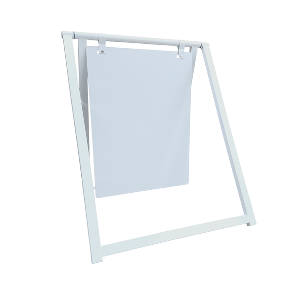 White frame with a blank metal a frame on a white background