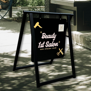 Contemporary Marks Custom Sidewalk Business A Frame Black Frame with Black Board