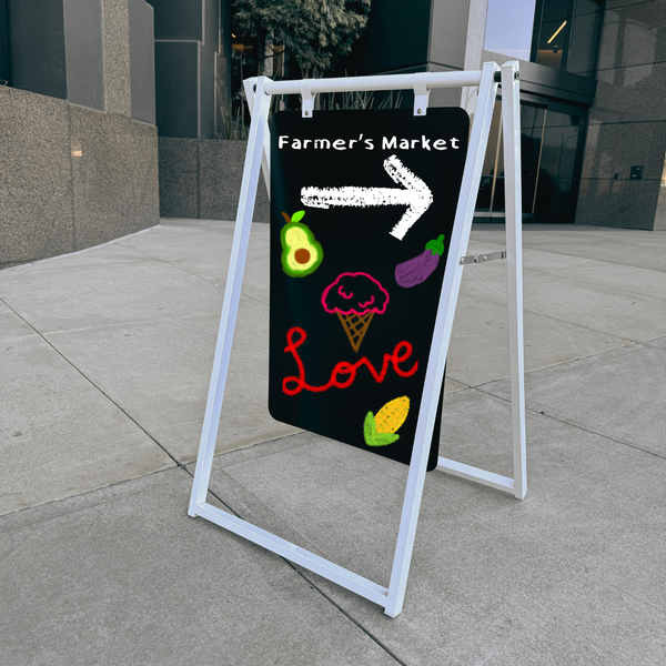 Contemporary Large Metal 24x38 A Frame with Chalkboard Plate for Farmer's Market