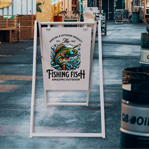 Contemporary Marks Personalized Business Sidewalk Sign - Fishing Fish Outdoor