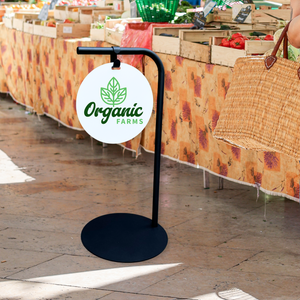 Contemporary Marks Custom Sidewalk Round Sign for Organic Farm
