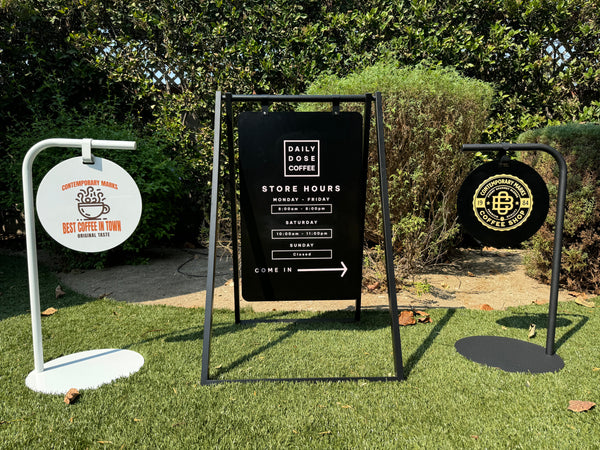 Contemporary Marks Modern Large A Frame and Round Sidewalk Sign