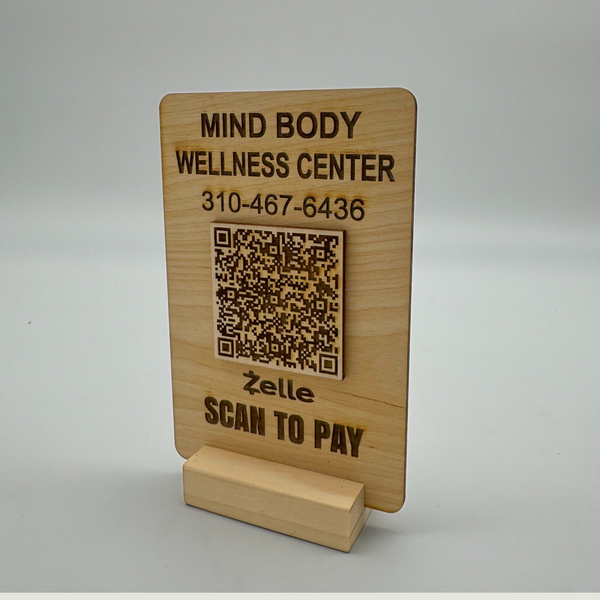 Wooden QR Code sign Scan to Pay