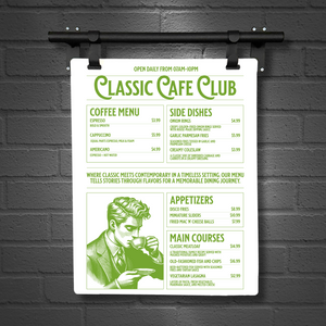 Contemporary Marks Personalized Menu Sign for Classic Cafe Club