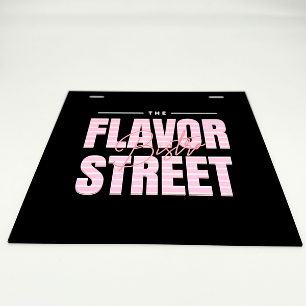 Minimalist acrylic business logo sign for restaurant in 15x15 black acrylic