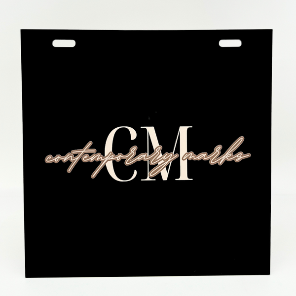 Contemporary Acrylic custom business logo blade sign in 15x15 black