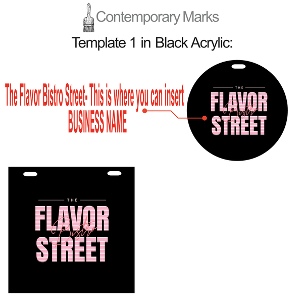 Contemporary Marks pre-set templates with modern design for bar in 12x12 and 15x15 black acrylic