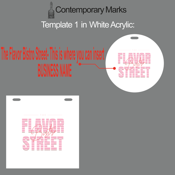 Contemporary Marks pre-set templates with modern design for bar in 12x12 and 15x15 white acrylic