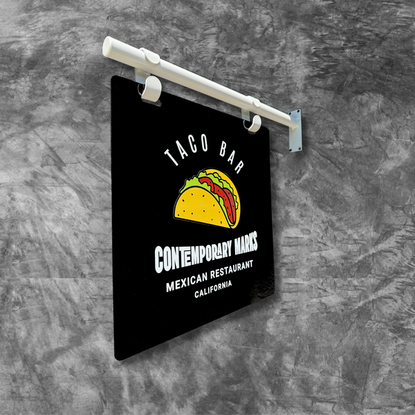Contemporary Marks Custom Hanging Blade Sign Taco Restaurant Series