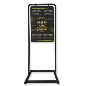 Lanara Burger Menu with Contemporary Marks Swing Sign in black frame with black board