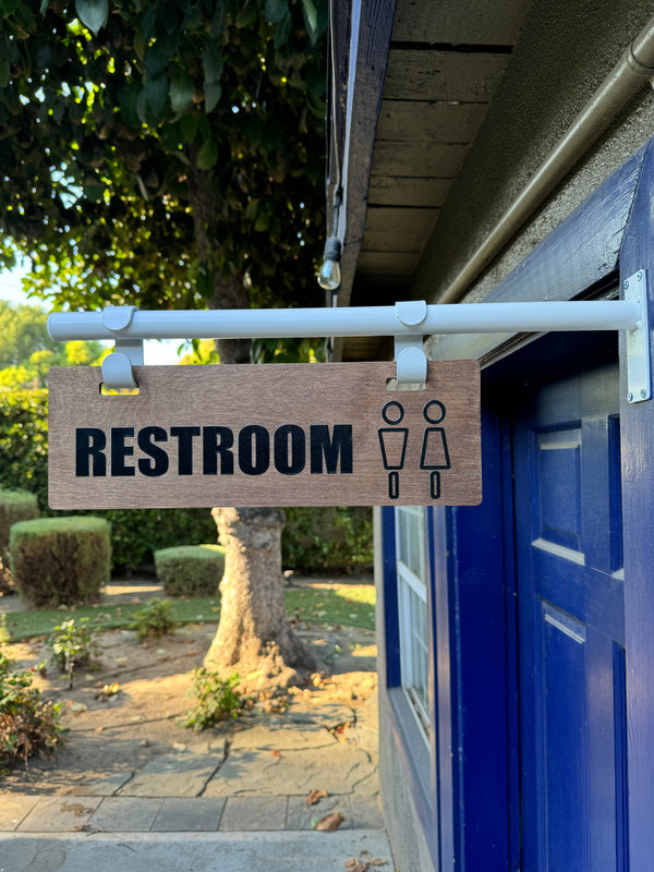 Personalized Hanging Wall Restroom Sign