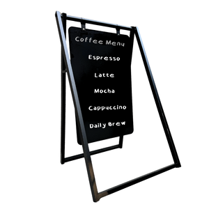 Minimalist Metal A Frame with Doubled Sided Board Coffee Menu in Black Frame with Black Board