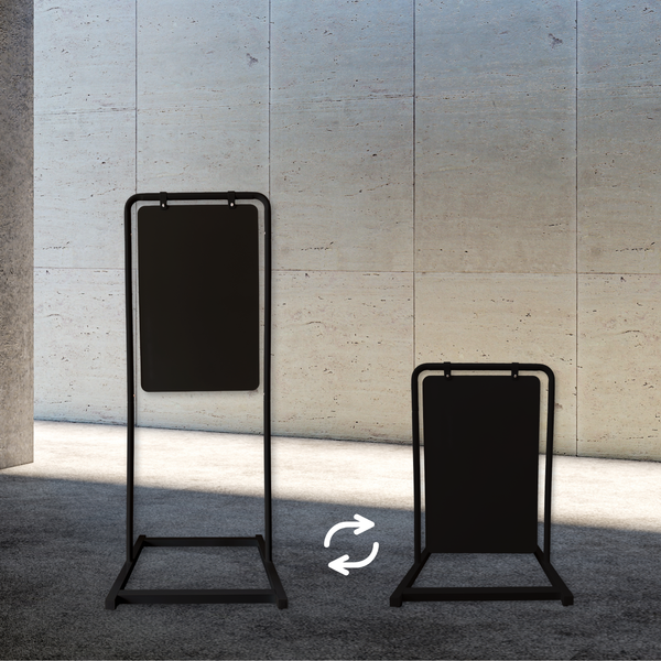 Black swing sign in both tall and short configuration