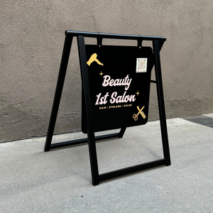 Contemporary Marks Custom Sidewalk Business A Frame Black Frame with Black Board