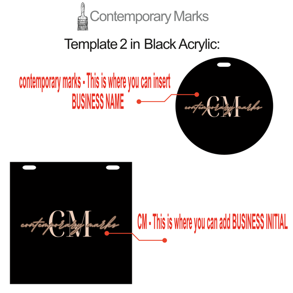 Contemporary Marks pre-set templates for modern offices hanging sign in Black Acrylic