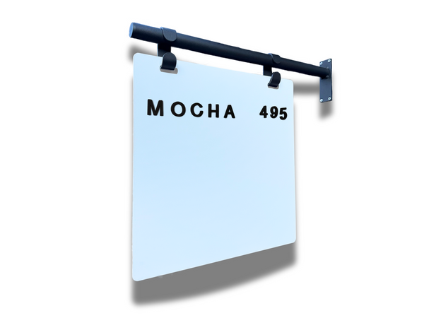 Metal Blade Sign with magnetic surface in black frame with white metal board