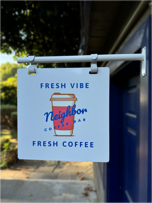 Contemporary Marks Custom Hanging Blade Sign Coffee Series