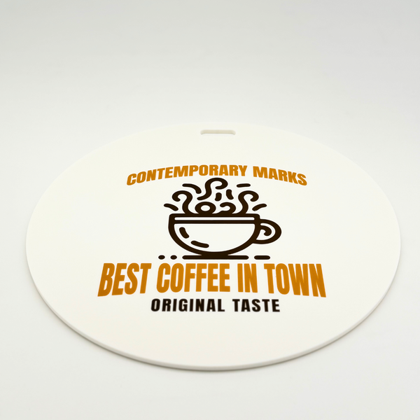 Custom cafe acrylic business sign in 12x12 white
