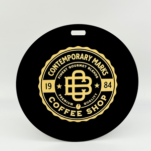 Custom metal chalkboard plate in 12x12 for coffee shop