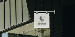 Contemporary Marks Hanging Blade Sign with custom print