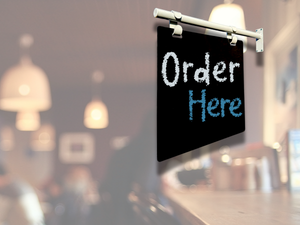 Projection metal sign for Order Here text